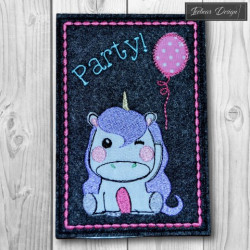 Stickdatei - ITH Postkarte Einhorn Party